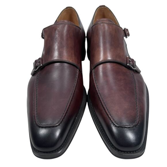 Magnanni For Neiman Marcus Double Monk Strap Loafers Men’s 13 M Brown Shoes New - Picture 2 of 9